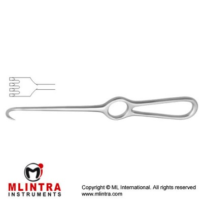 Volkmann Retractor 4 Semi Sharp Prongs Stainless Steel, 22 cm - 8 3/4"